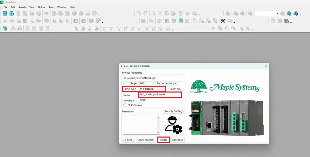 naming a new project and choosing the correct cpu type