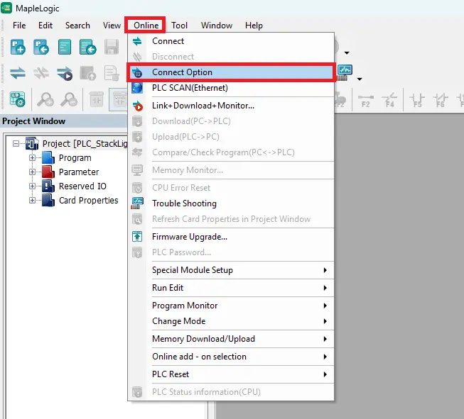 online and choosing connect option