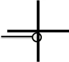 The sign on the cross cursor defines the minimum width planned at each turn in a Flow Block object in order to avoid overlapping of objects