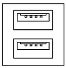 USB 2.0 Host Port Stack Illustration of two USB ports stacked atop one another.