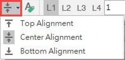 Vertical text alignment repsective to the object outline.