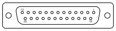 Illustration of a standard DB25S Serial Port Connector