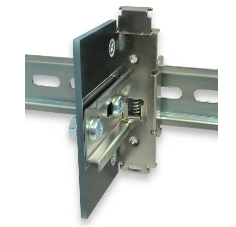 Maple Systems DINP03-2035D-1 is our DIN Rail Right Angle Adapter, 2.0″ x 3.5″ Plate, with 1.97″ 35mm Rail Section Installed on Right Side