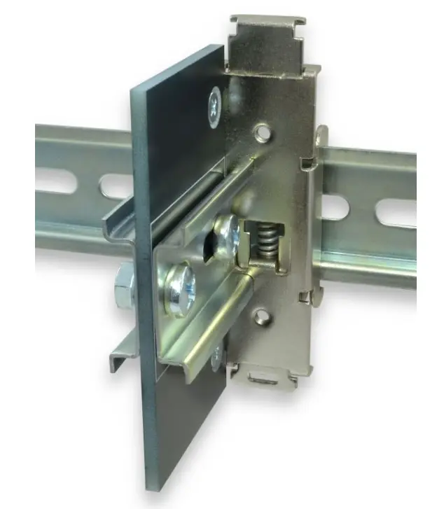 Maple Systems DINP03-2035D-2 is our DIN Rail Right Angle Adapter, 2.0″ x 3.5″ Plate, with 1.97″ 35mm Rail Section Installed on Both Sides