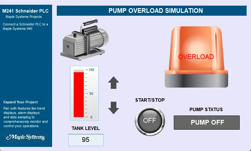 EBPro Schneider PLC project User Interface Overload Alarm is On