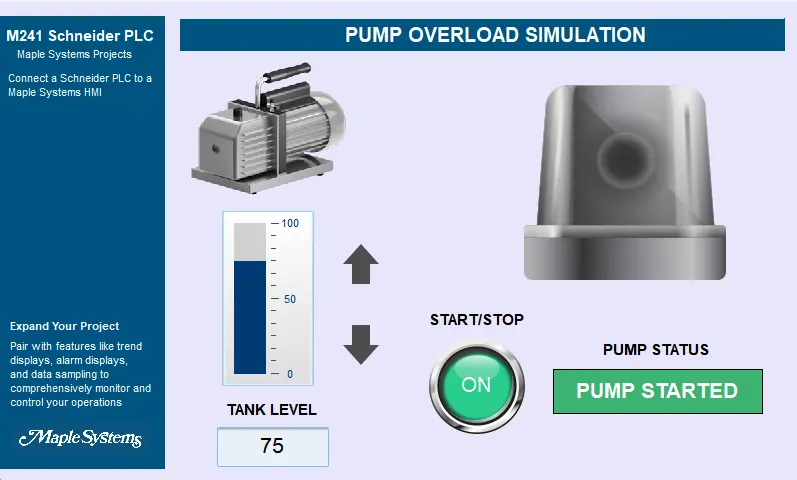 EBPro Schneider PLC project User Interface pump on