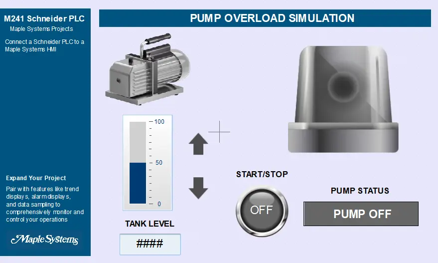 EBPro HMI User Interface Pump Overload Simulation