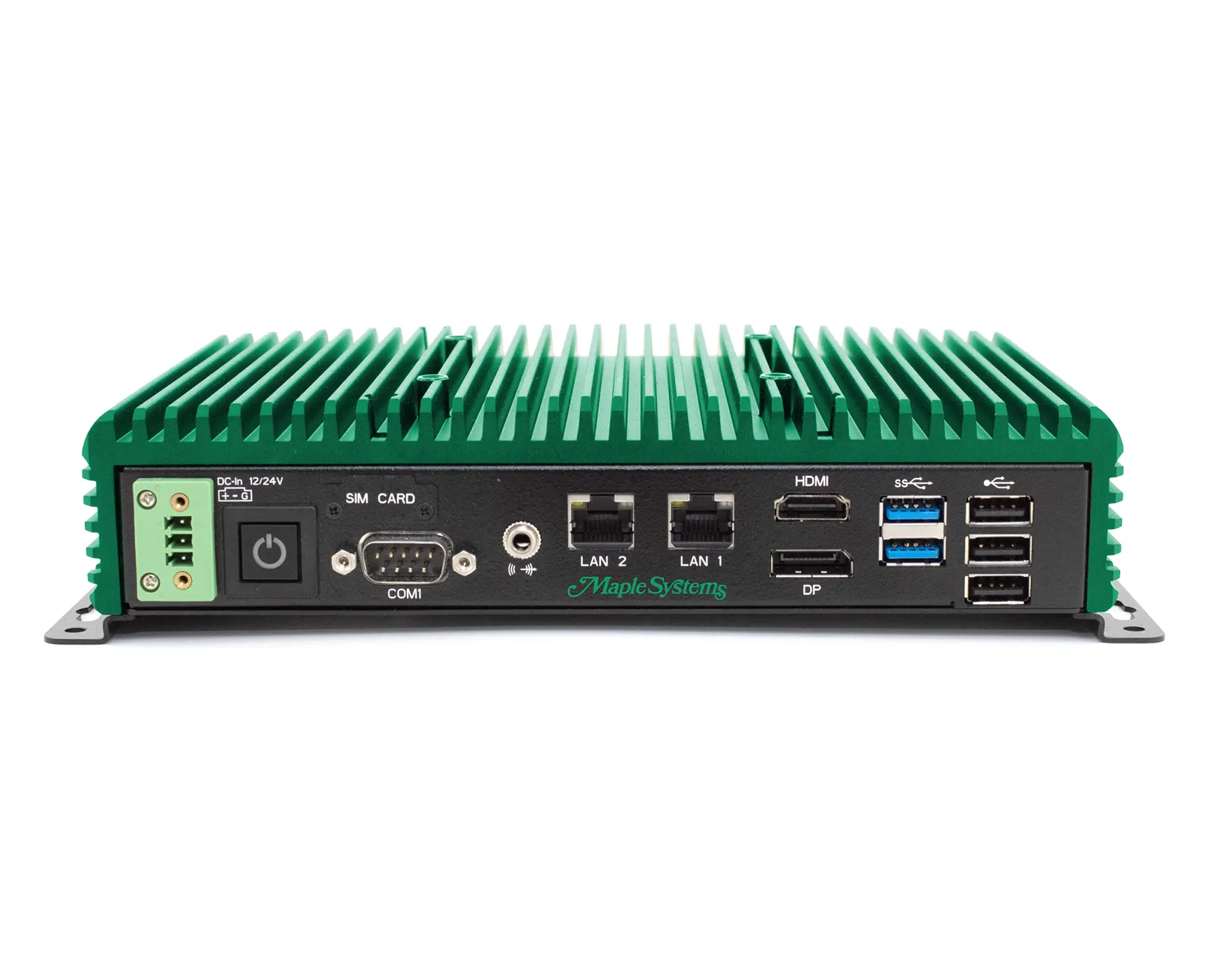 IPC2411B Industrial PC Front View with Brackets Industrial Box PC | Fanless, Extended Operating Temperature Range | Power Over Ethernet (POE)
