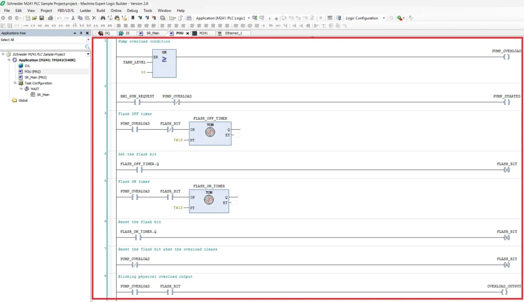 Machine Expert project ladder diagram logic