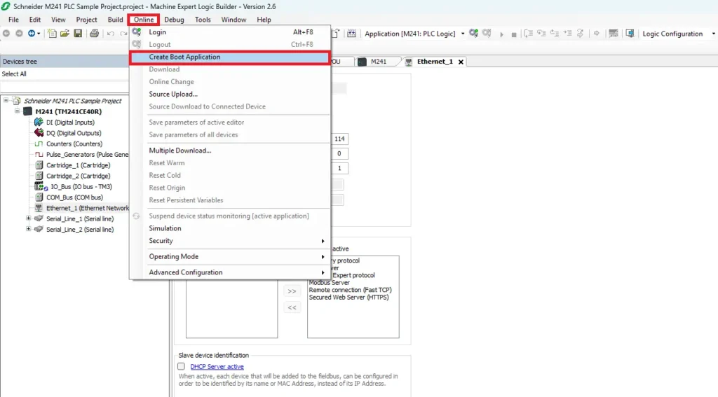 Machine Expert project start boot application