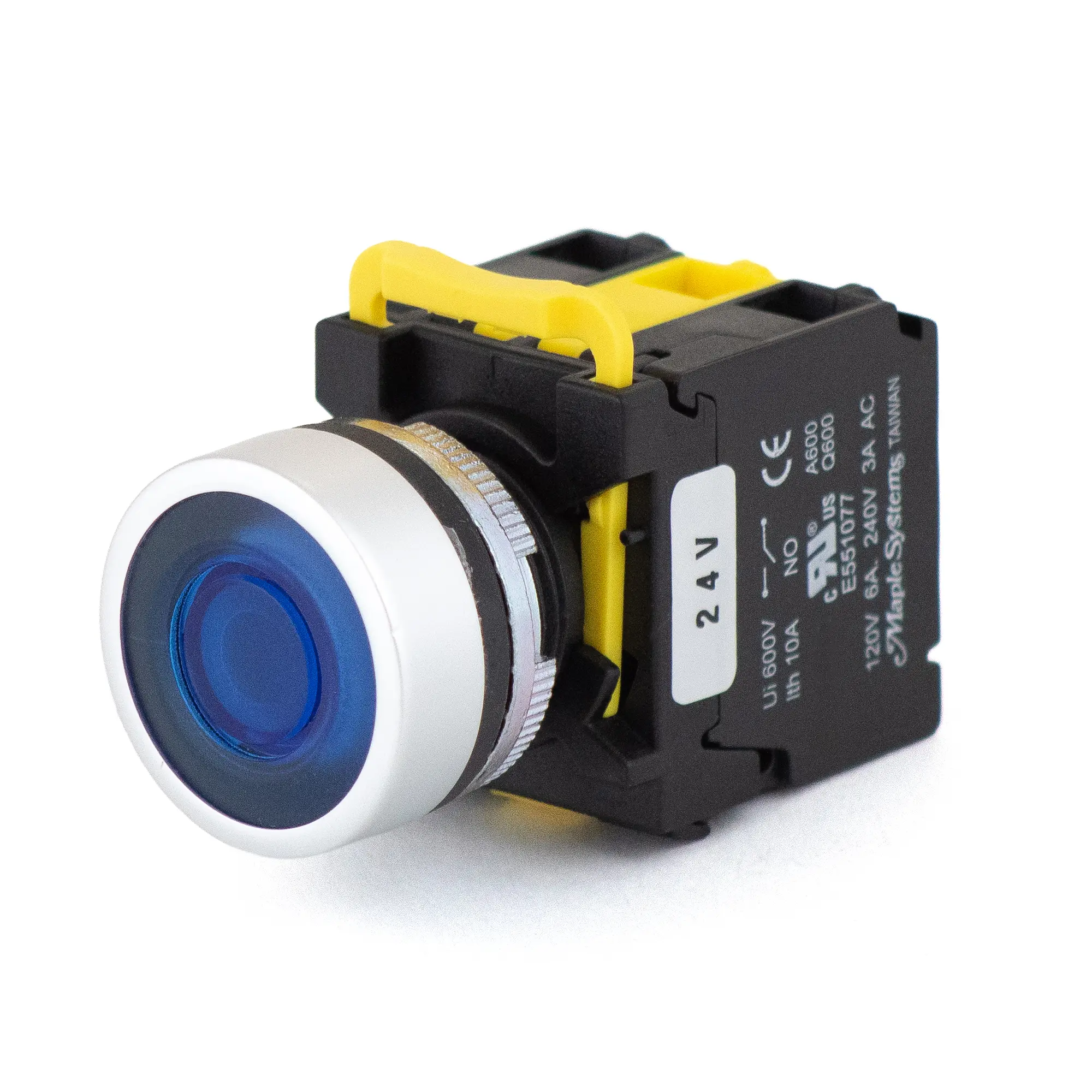 Maple Systems Industrial Pushbutton Illuminated Momentary Flat Metal Blue 22mm PBS111CM22B-11L2