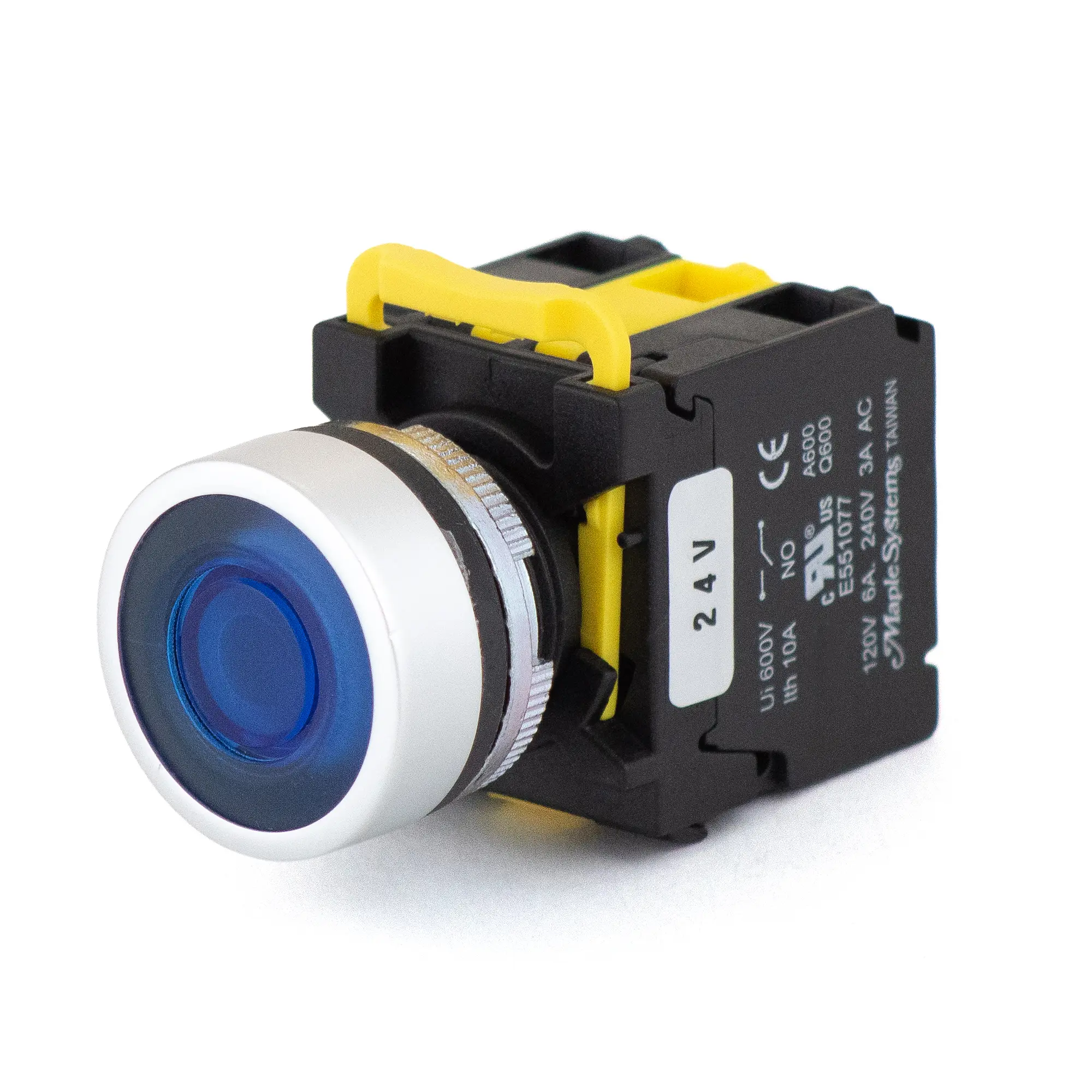 PBS111CM22B-20L2 (1) Maple Systems Industrial Pushbutton Illuminated Momentary Flat Metal Blue 22mm PBS111CM22B-20L2