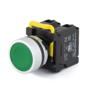 Maple Systems Operator Control Panel Mount Pushbutton Switch Non-Illuminated Momentary Flat Metal Green 22mm PBS111CM22G-20
