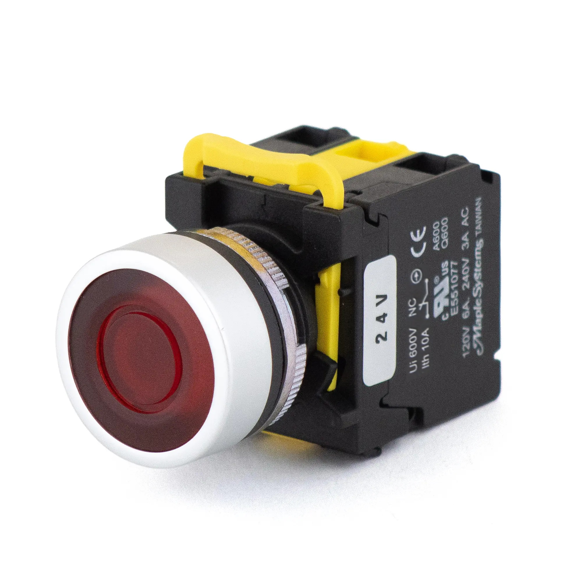 PBS111CM22R-02L2 (1) Maple Systems Industrial Automation Push Button Illuminated Momentary Flat Metal Red 22mm PBS111CM22R-02L2