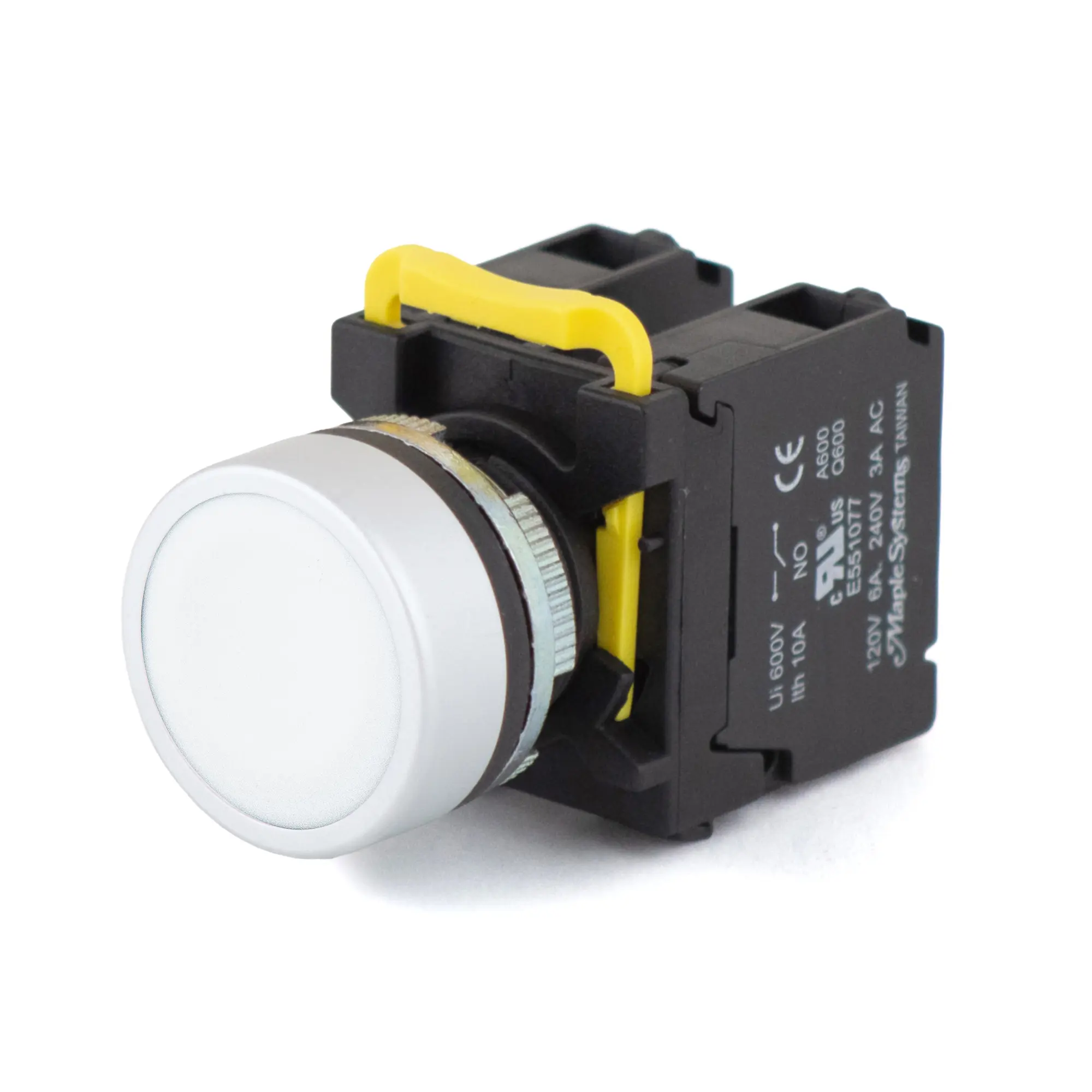 Maple Systems Operator Control Push Button Switch Non-Illuminated Momentary Flat Metal White 22mm PBS111CM22W-20