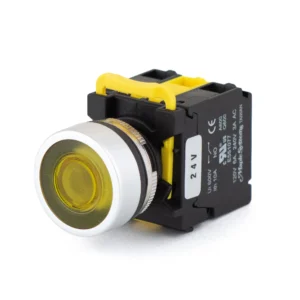 Maple Systems Industrial Pushbutton Illuminated Momentary Flat Metal Yellow 22mm PBS111CM22Y-11L2