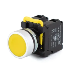 Maple Systems Operator Control Pushbutton Switch Non-Illuminated Momentary Flat Metal Yellow 22mm PBS111CM22Y-20