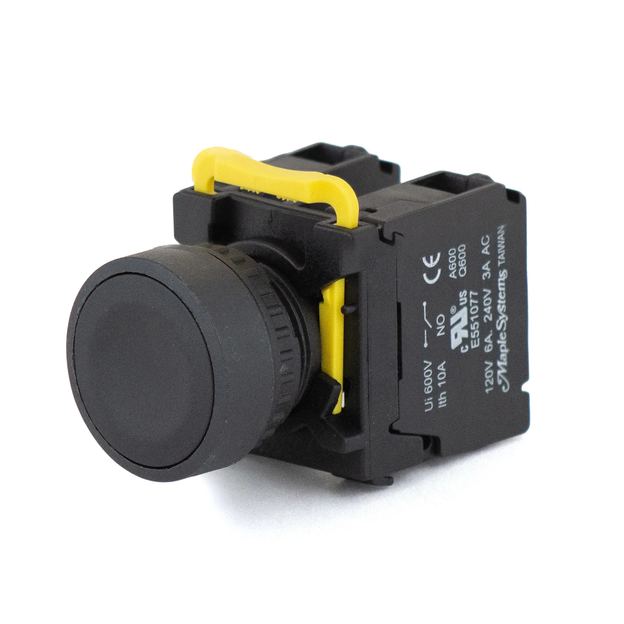 PBS111CP22K-11 (1) Maple Systems Operator Control Panel Mount Pushbutton Switch Non-Illuminated Momentary Flat Plastic Black 22mm PBS111CP22K-11