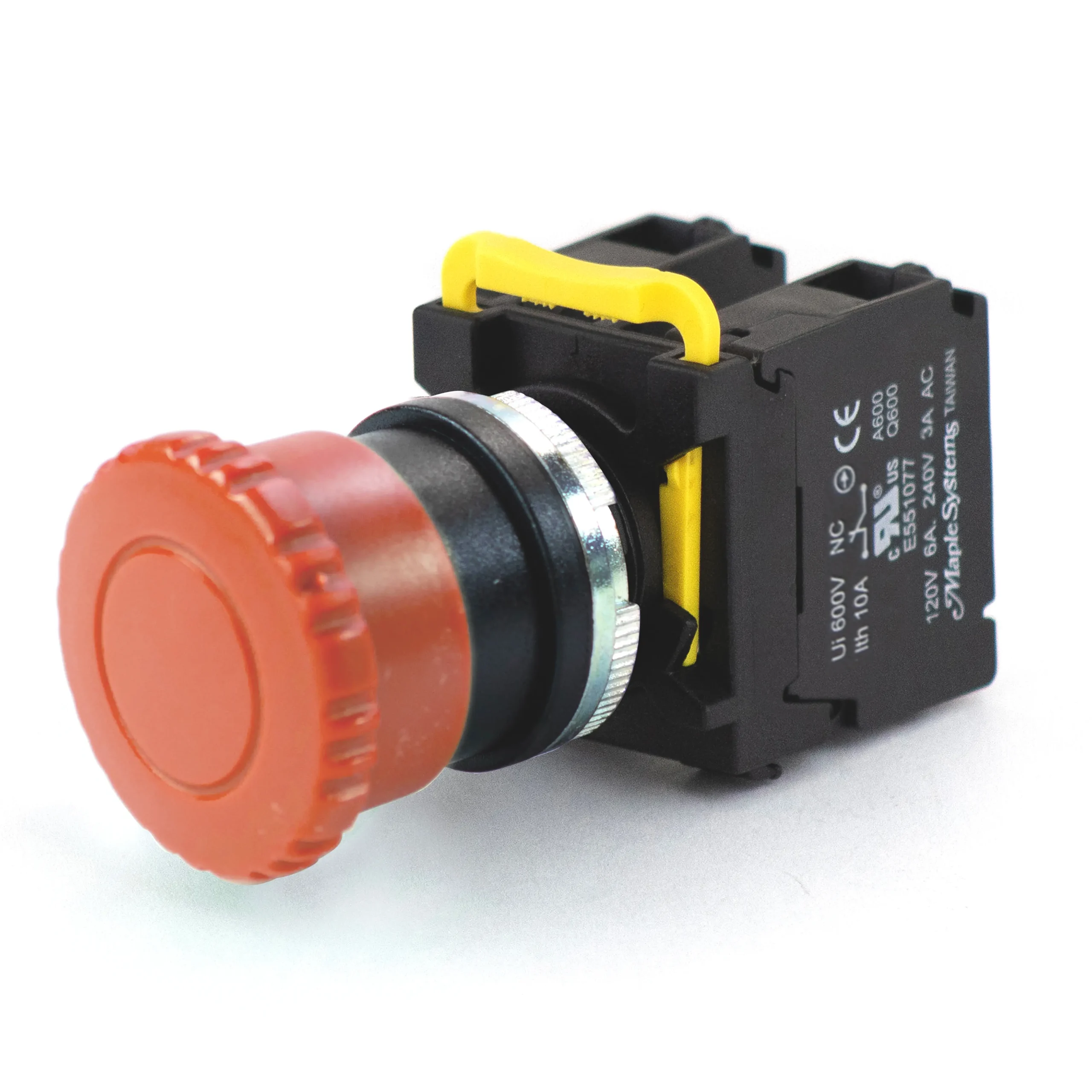 PBS111FM22R-02 Momentary Pushbutton Maple Systems Operator Control Panel Mount Pushbutton Switch Non-Illuminated Momentary 35mm Knurled Mushroom Head Red 22mm PBS111FM22R-02