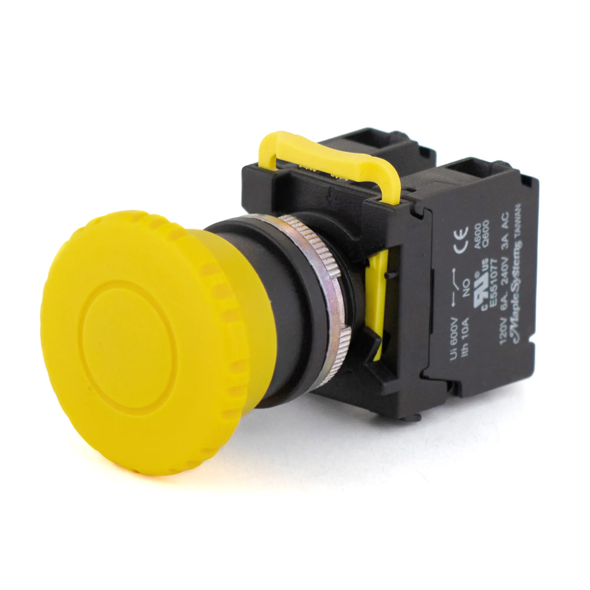 PBS111GM22Y-20 (1) Maple Systems Operator Control Panel Mount Pushbutton Non-Illuminated Momentary 40mm Knurled Mushroom Head Yellow 22mm PBS111GM22Y-20