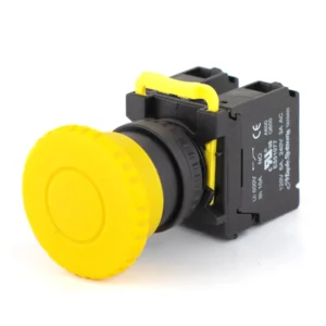 Maple Systems Operator Control Panel Mount Pushbutton Switch Non-Illuminated Momentary 40mm Knurled Mushroom Head Yellow 22mm PBS111GP22Y-20