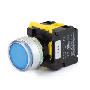 Maple Systems Panel Mount Pushbutton Illuminated Momentary Guard Ring Metal Blue 22mm PBS111IM22B-20L2