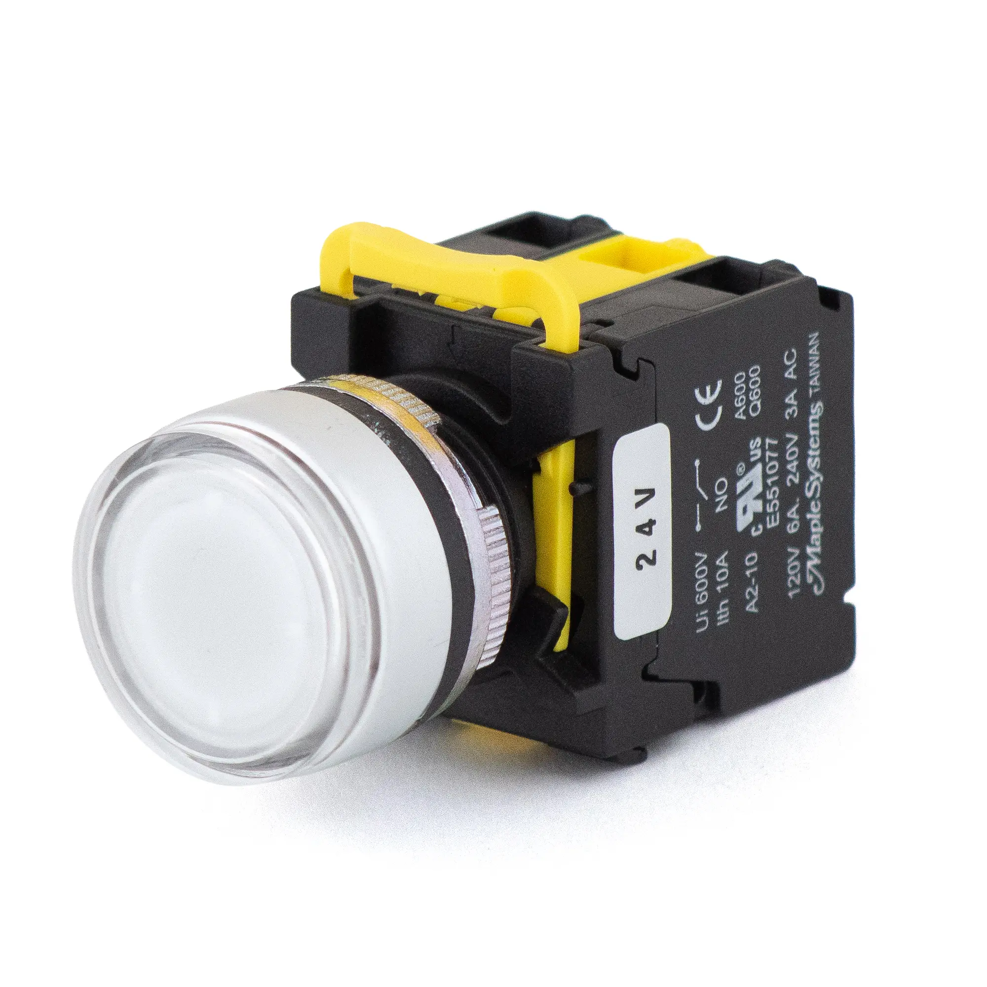 PBS111IM22W-20L2 (2) Maple Systems Industrial Pushbutton Illuminated Momentary Guard Ring Metal White 22mm PBS111IM22W-11L2