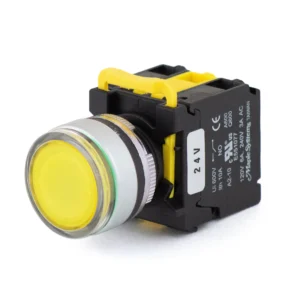 Maple Systems Panel Mount Pushbutton Illuminated Momentary Guard Ring Metal Yellow 22mm PBS111IM22Y-20L2