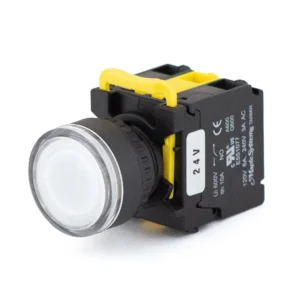Maple Systems Industrial Pushbutton Illuminated Momentary Guard Ring Plastic White 22mm PBS111IP22W-11L2
