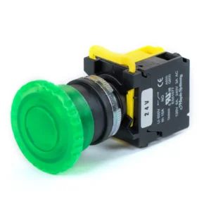 Maple Systems Panel Mount Pushbutton Illuminated Knurled Mushroom Head Metal Green 22mm PBS111KM22G-10L2