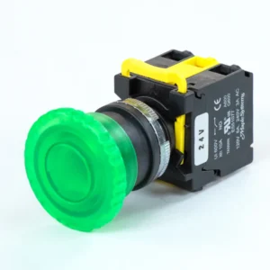 Maple Systems Industrial Pushbutton Illuminated Knurled Mushroom Head Metal Green 22mm PBS111KM22G-11L2