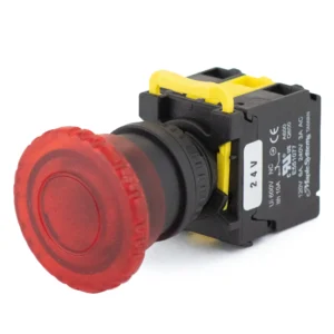 Maple Systems Industrial Pushbutton Illuminated Knurled Mushroom Head Plastic Red 22mm PBS111KP22R-02L2