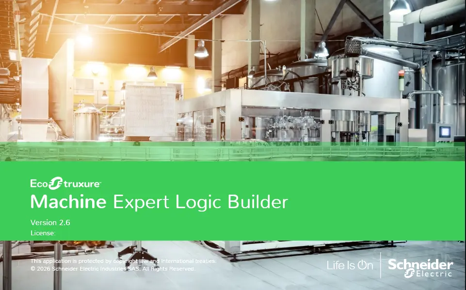 EcoStruxure machine expert start screen