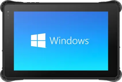 RT1100 Series Windows Desktop Front view of the RT1100A Series rugged tablet displaying the Windows desktop on the touchscreen.