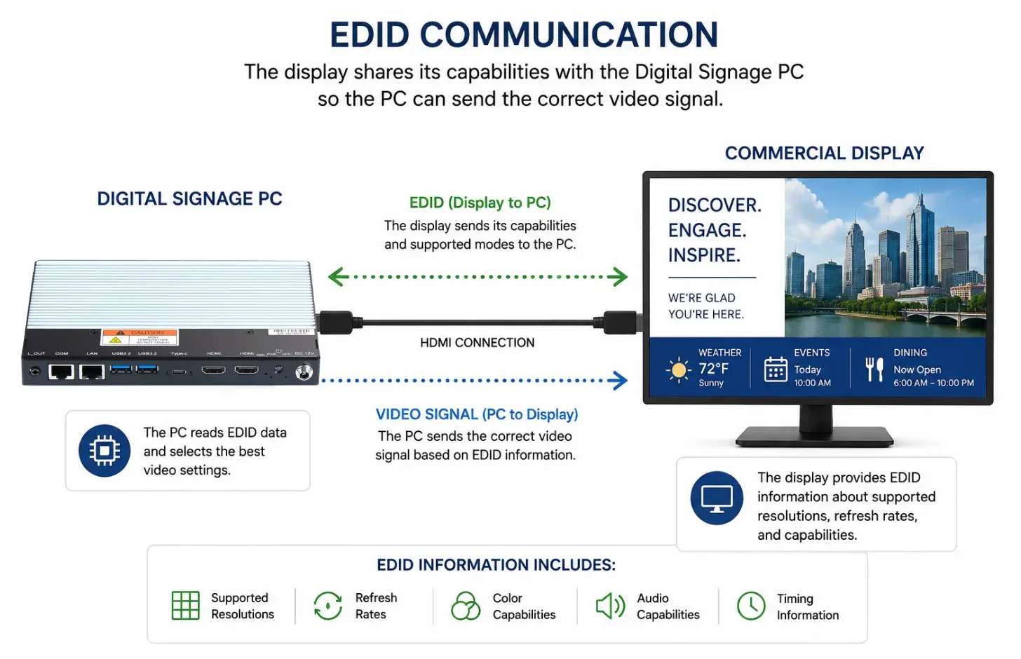 Digital Signage EDID Communication Display Digital Signage EDID Communication Display to PC