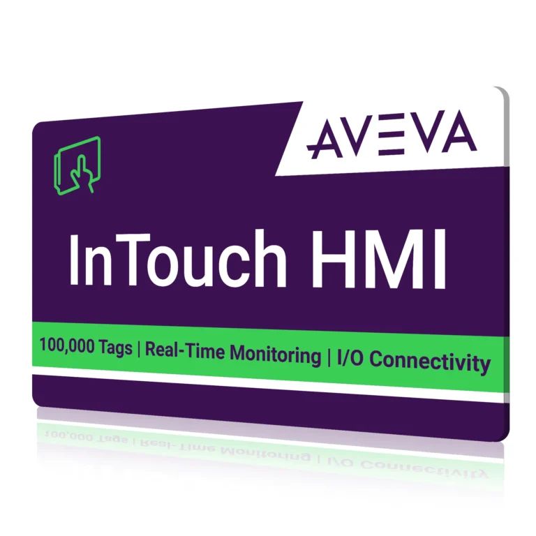AVEVA InTouch with extensive industrial graphics library, HTML5 web client, native cloud integration, and robust alarm management.