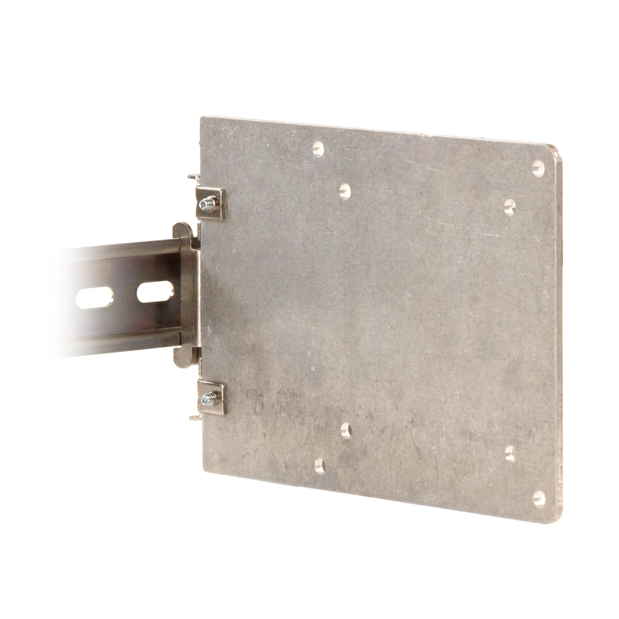 DINPA03LR-ZVE100B – DIN Rail Mounting Kit Maple Systems DINPA03LR-ZVE100B is our, DIN-Rail, Right Angle Mounting Plate for VESA Devices with 75 x 75mm or 100 x 100mm Hole Patterns; Unthreaded Holes