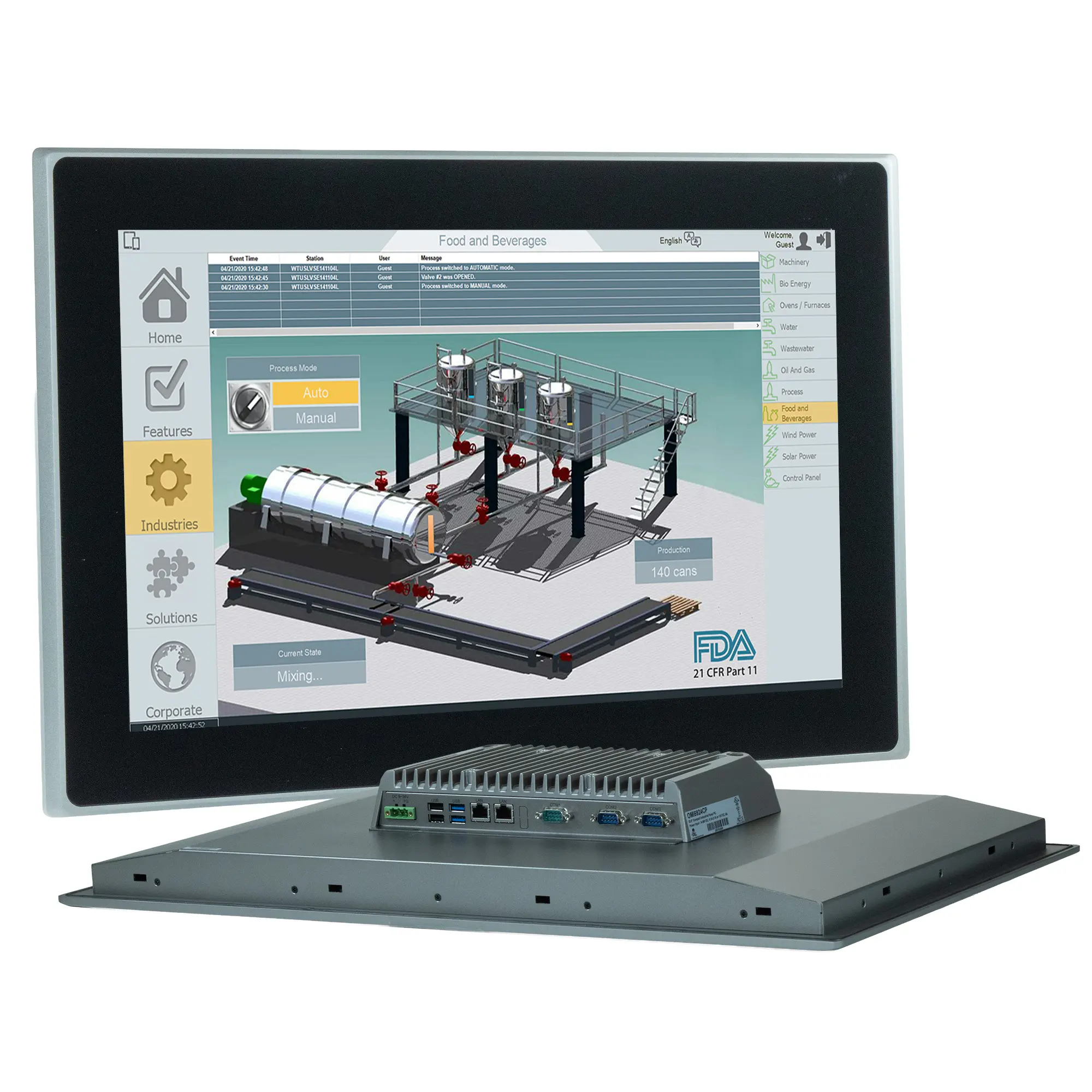 OMI6924CP Combo View Maple Systems 24" Industrial Panel PC with i5 processor and UL Listing