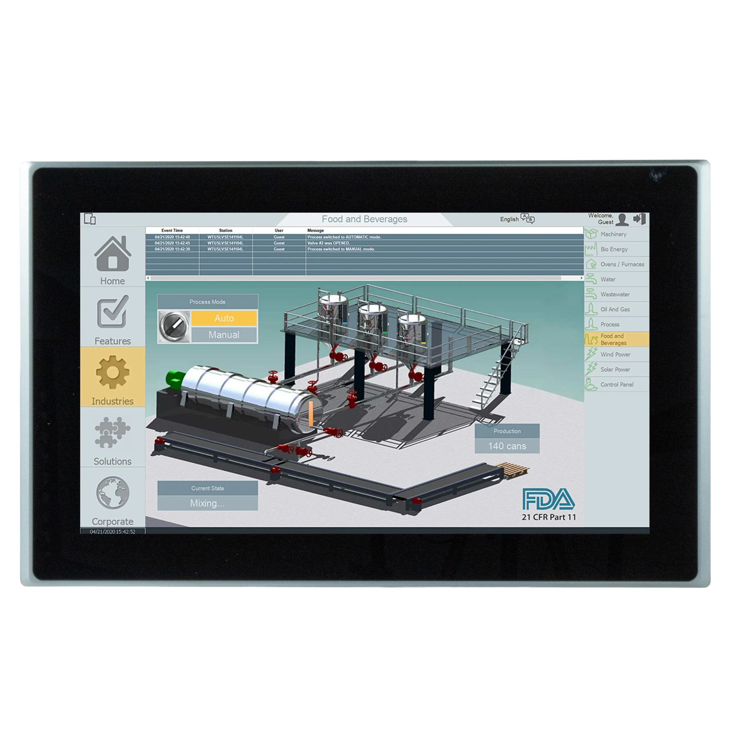 OMI6924CP Front View Maple Systems 24" Industrial Panel PC with i5 processor and UL Listing